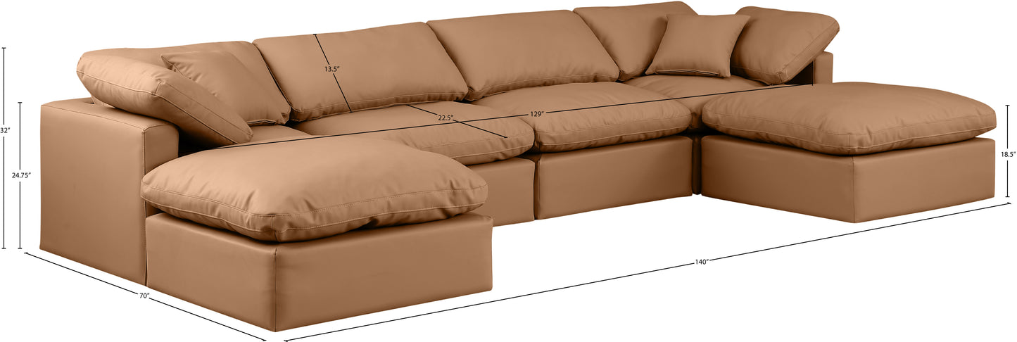 luxus cognac faux leather modular sectional sec6b