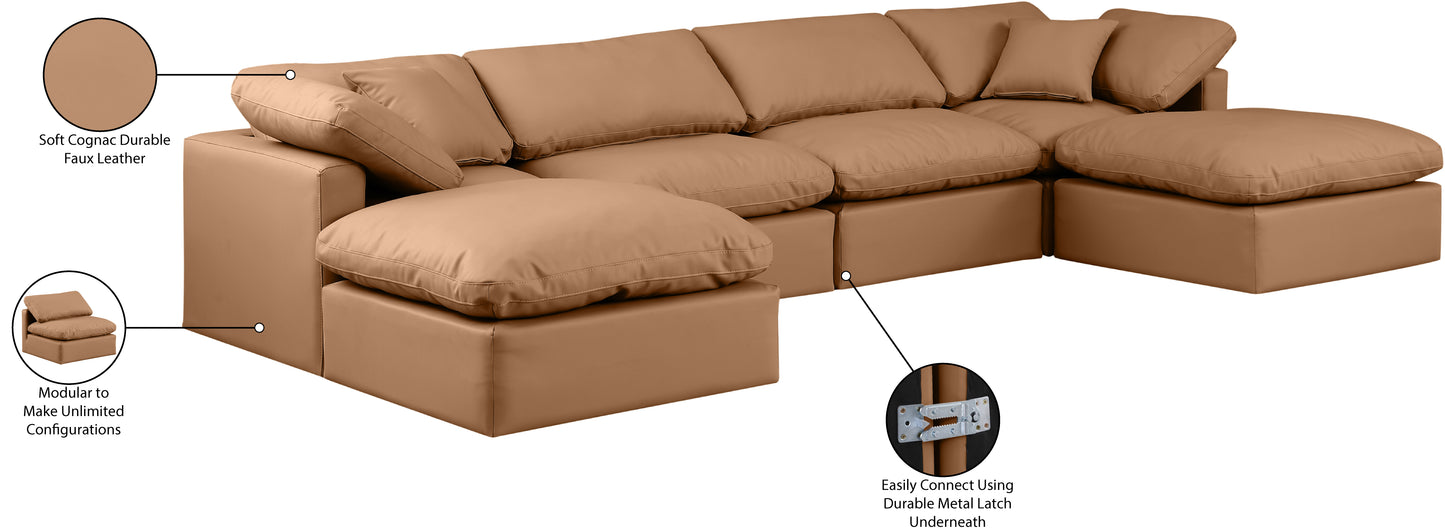 luxus cognac faux leather modular sectional sec6b