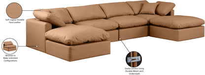 Luxus Cognac Faux Leather Modular Sectional Sec6B