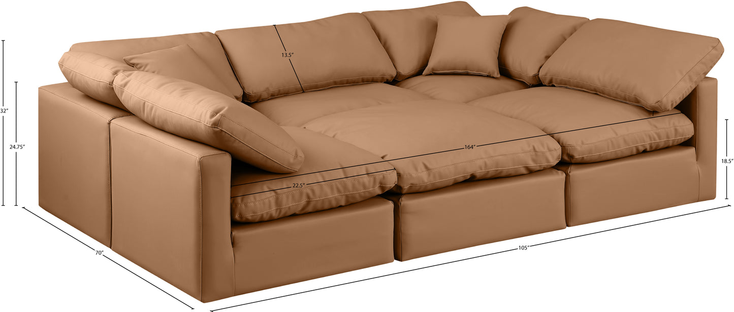 luxus cognac faux leather modular sectional sec6c