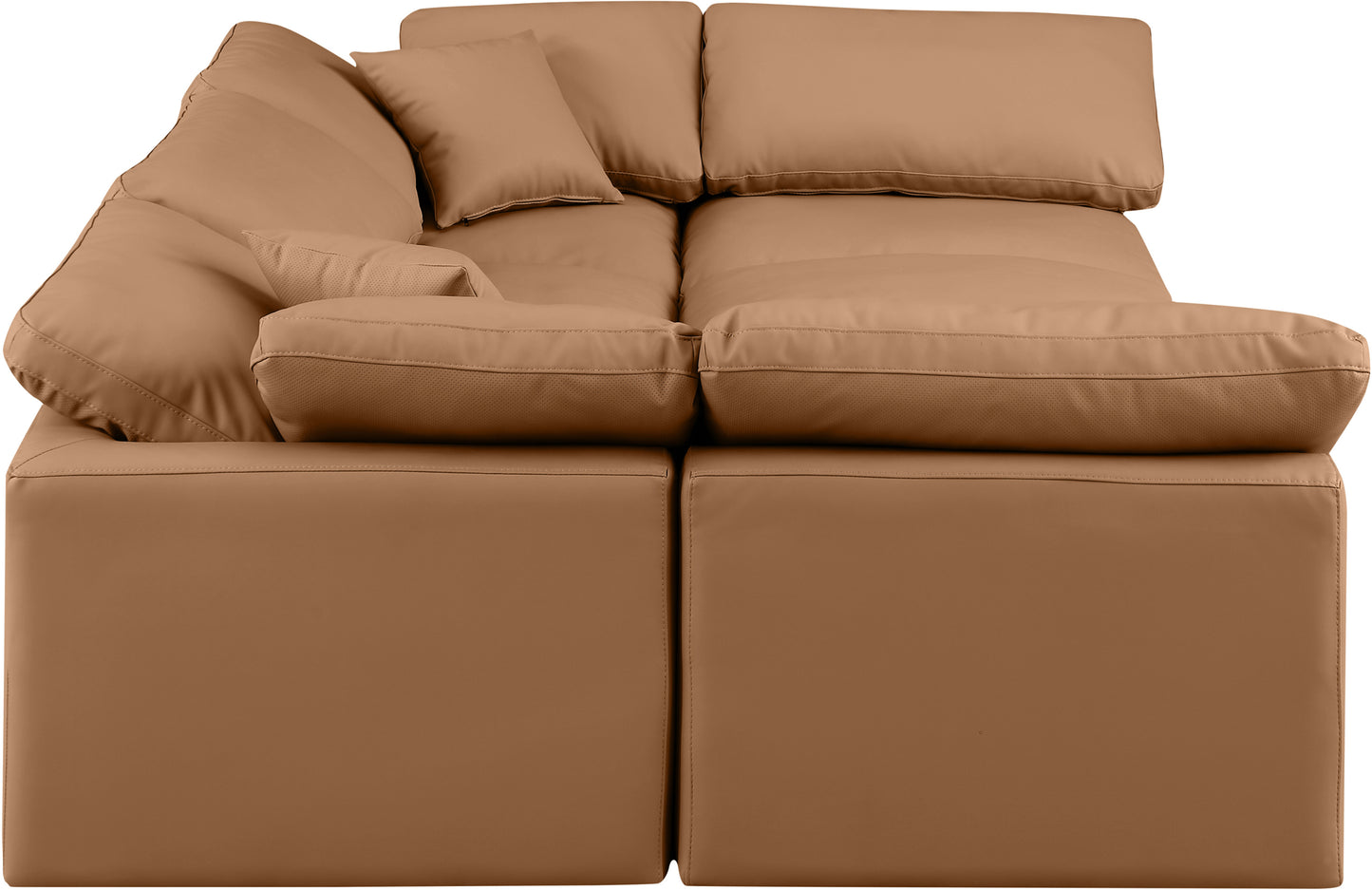 luxus cognac faux leather modular sectional sec6c