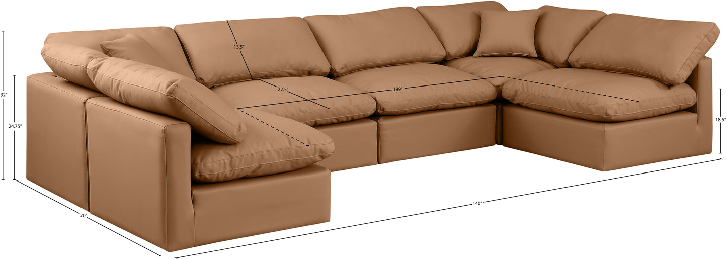 luxus cognac faux leather modular sectional sec6d