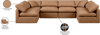 Luxus Cognac Faux Leather Modular Sectional Sec6D