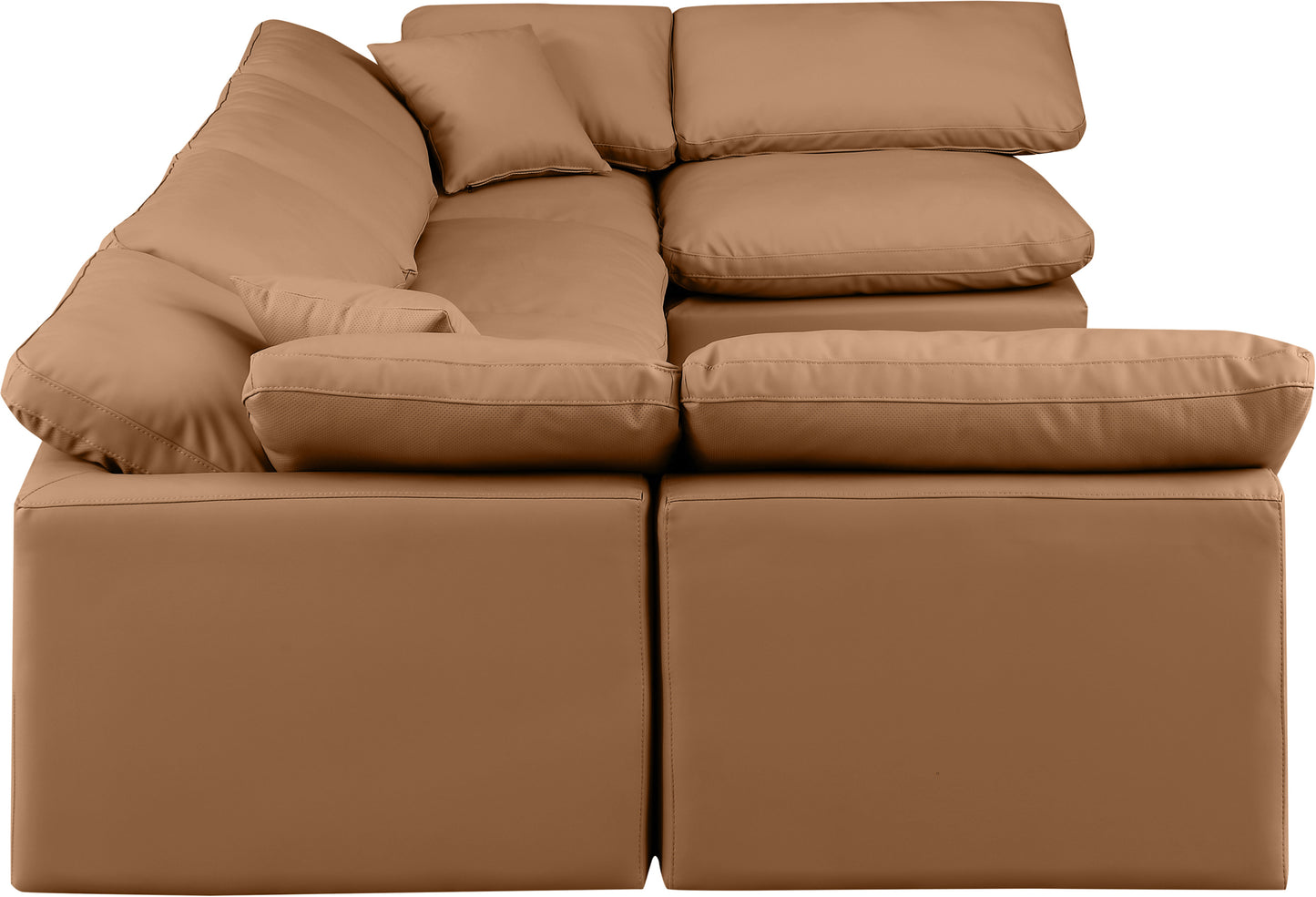 luxus cognac faux leather modular sectional sec6d