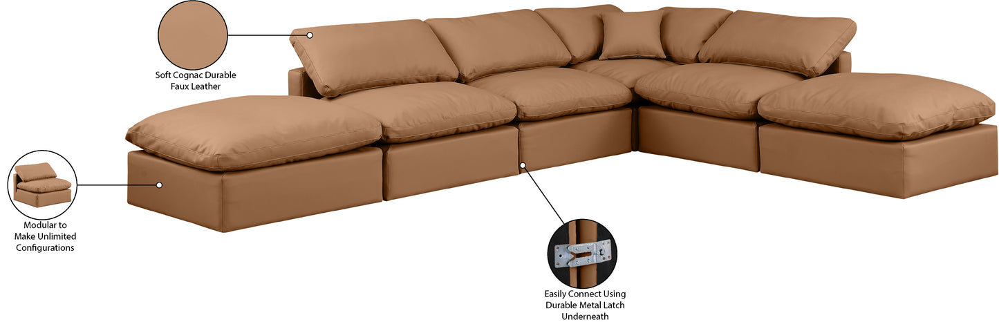 luxus cognac faux leather modular sectional sec6e