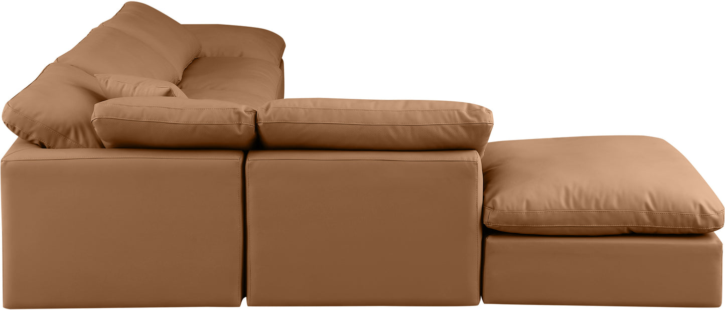 luxus cognac faux leather modular sectional sec6e