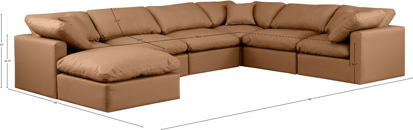 luxus cognac faux leather modular sectional sec7a