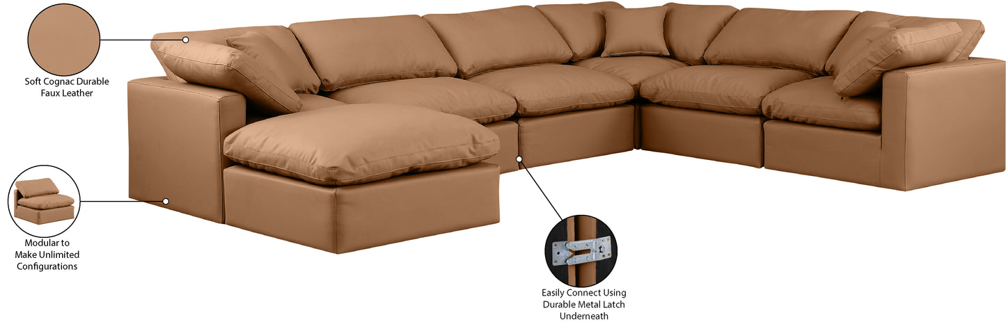 luxus cognac faux leather modular sectional sec7a