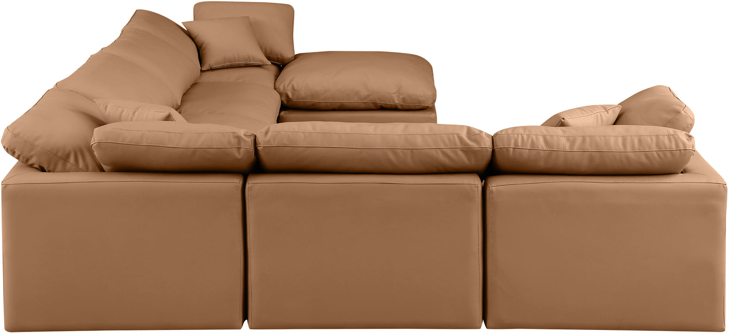 luxus cognac faux leather modular sectional sec7a