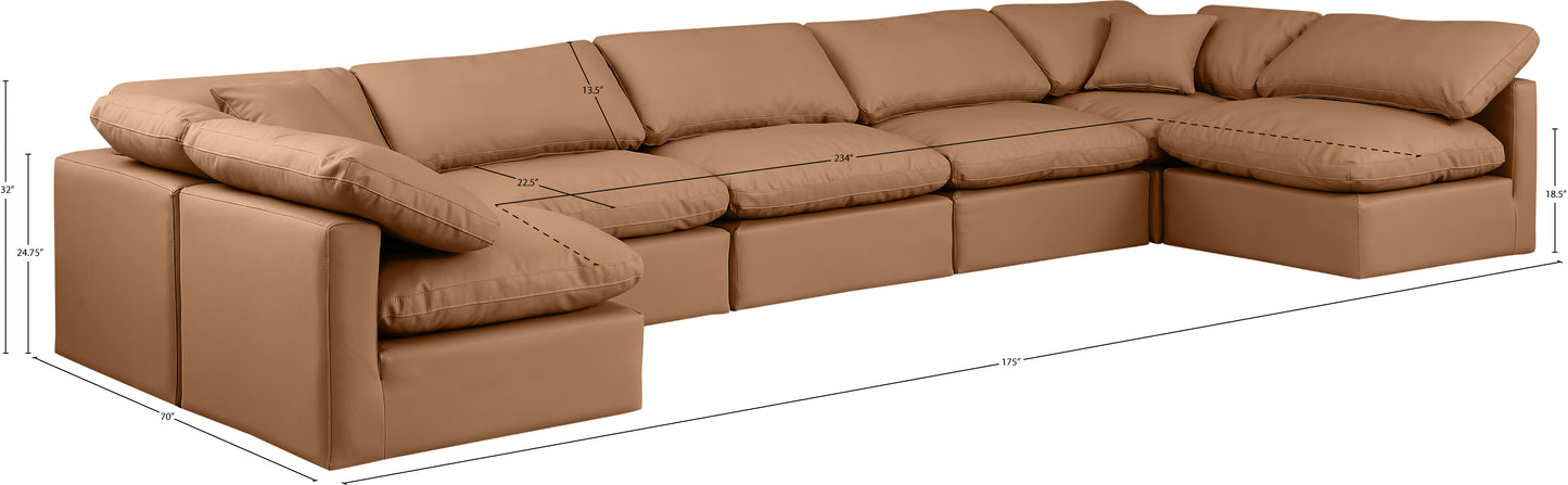 luxus cognac faux leather modular sectional sec7b