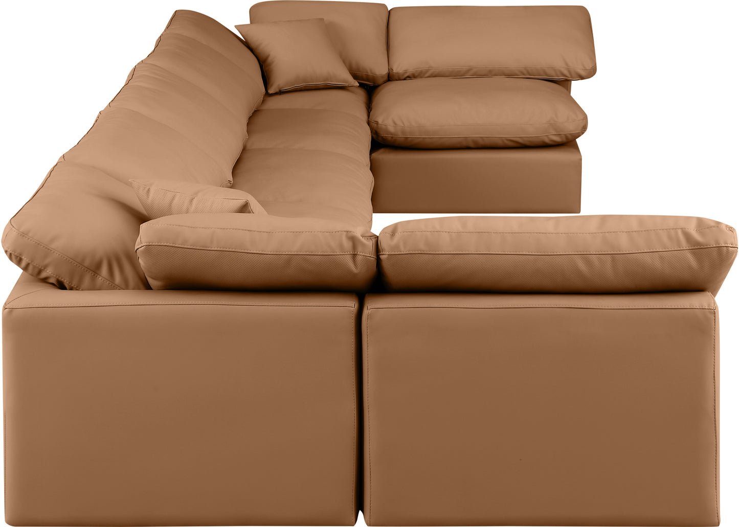 luxus cognac faux leather modular sectional sec7b