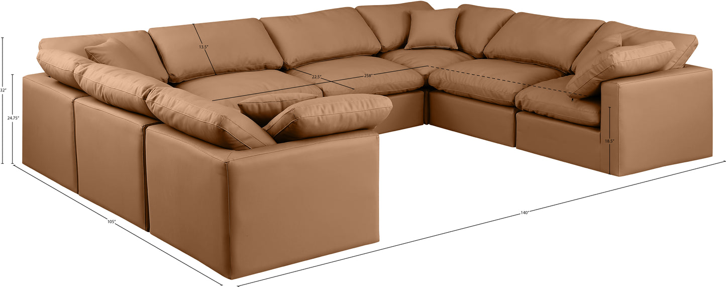 luxus cognac faux leather modular sectional sec8a