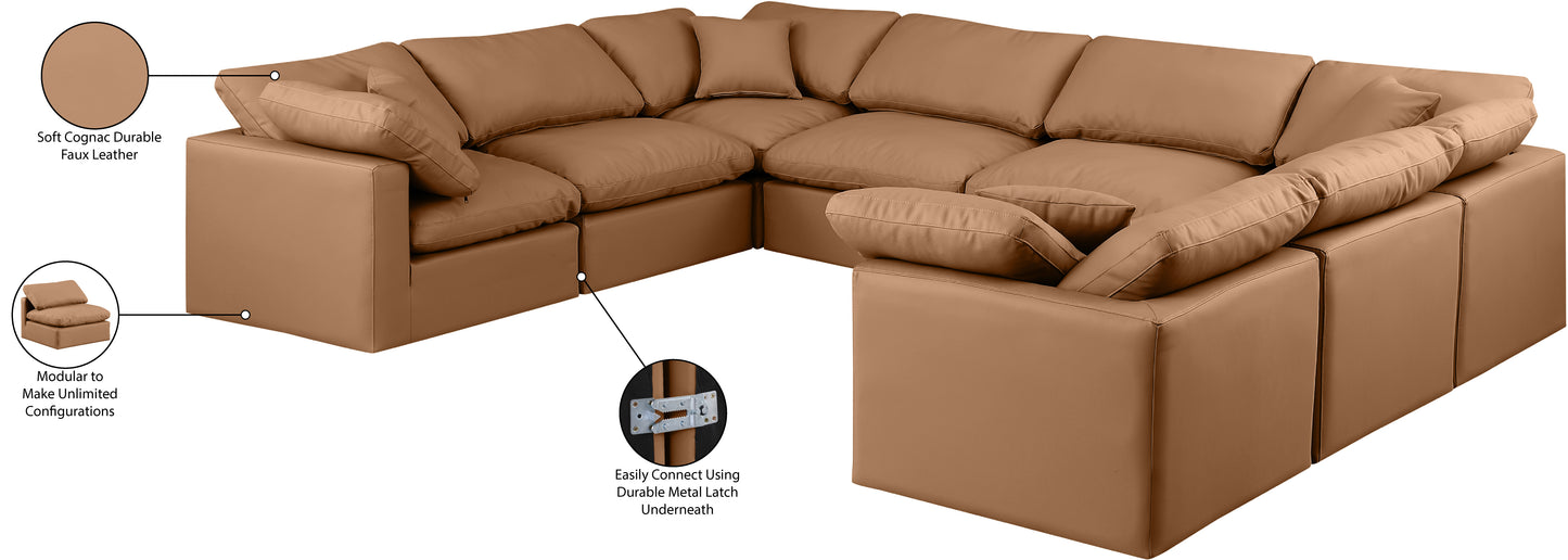 luxus cognac faux leather modular sectional sec8a