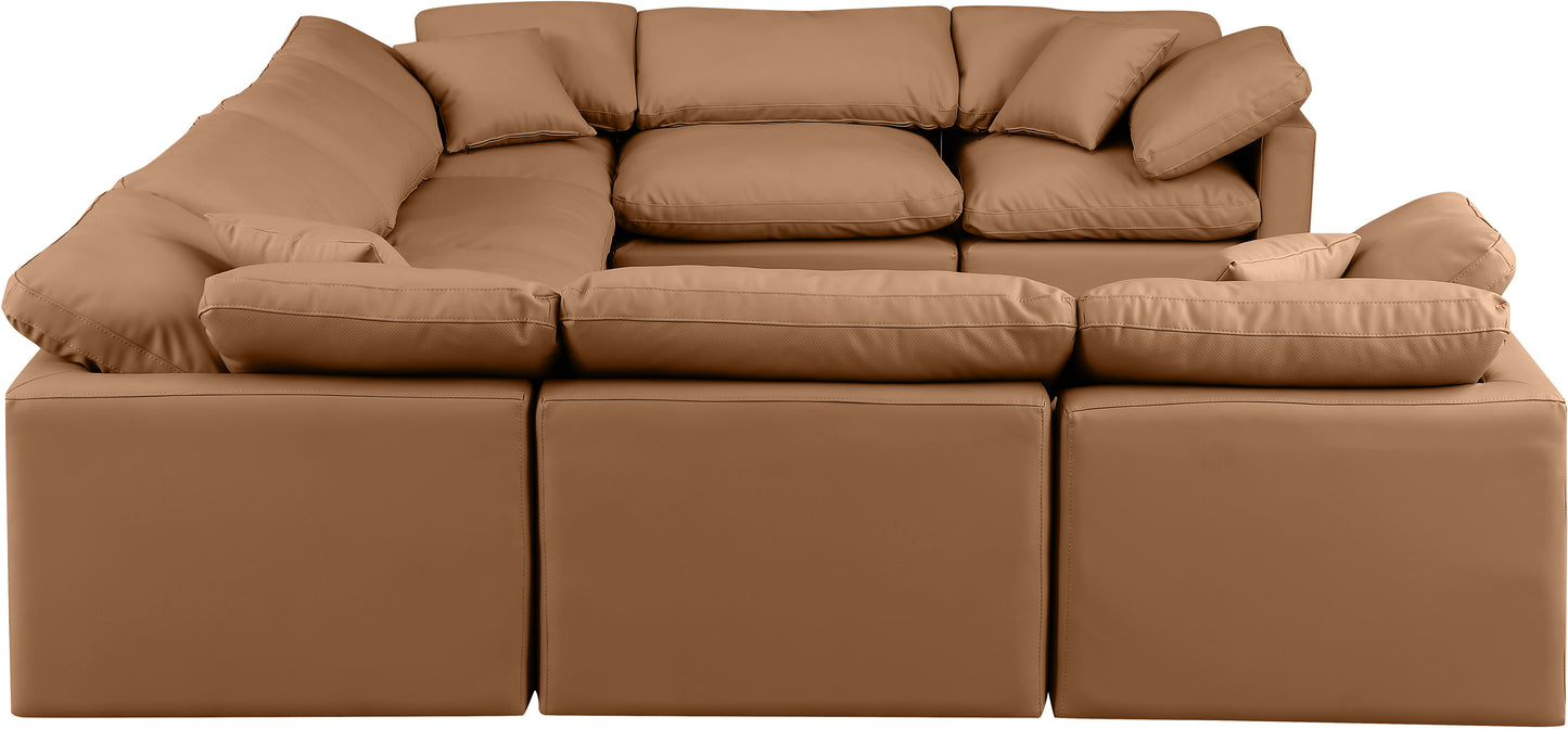 luxus cognac faux leather modular sectional sec8a