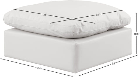 Luxus Cream Faux Leather Ottoman Ott