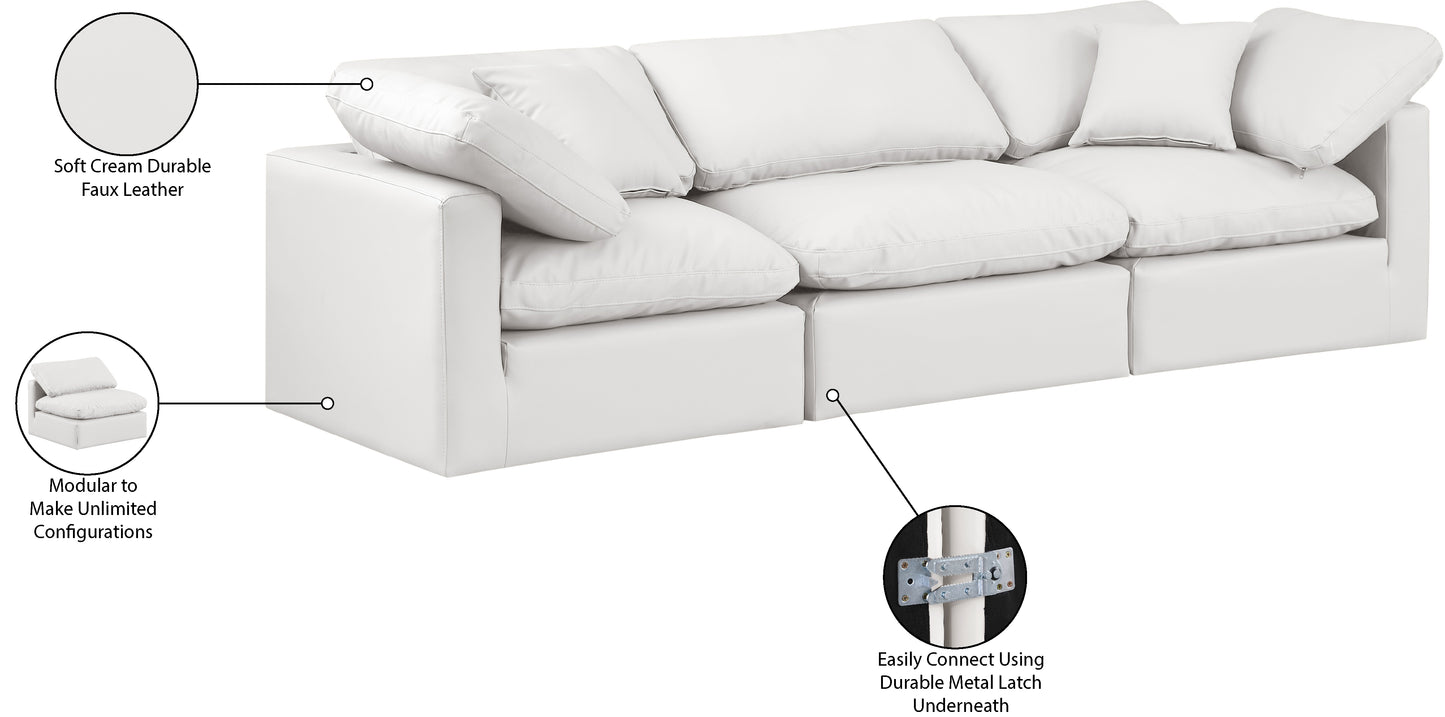 luxus cream faux leather modular sofa s105