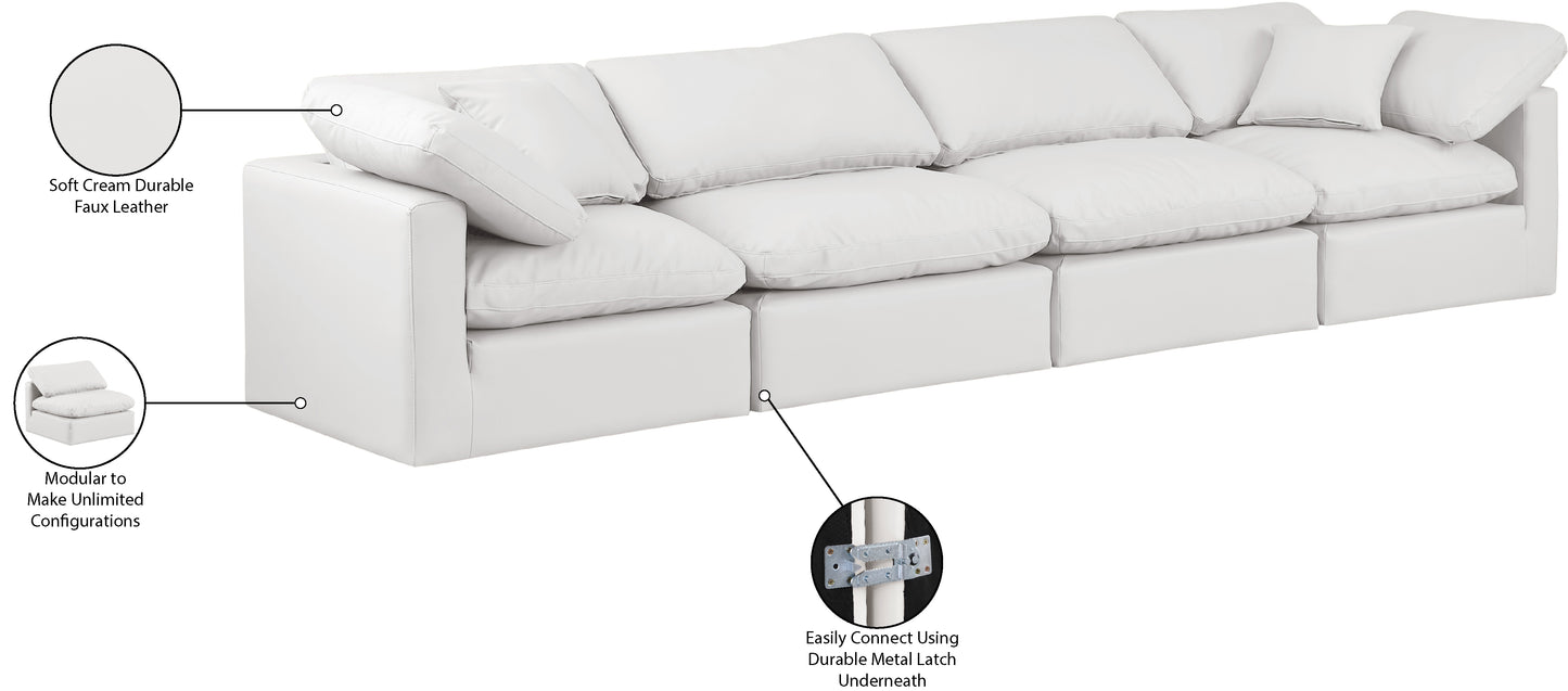 luxus cream faux leather modular sofa s140