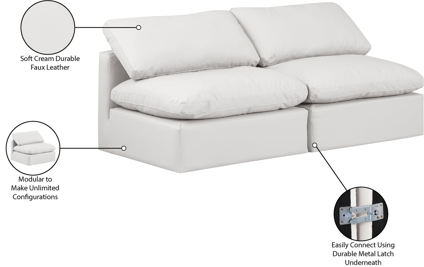 luxus cream faux leather modular sofa s2