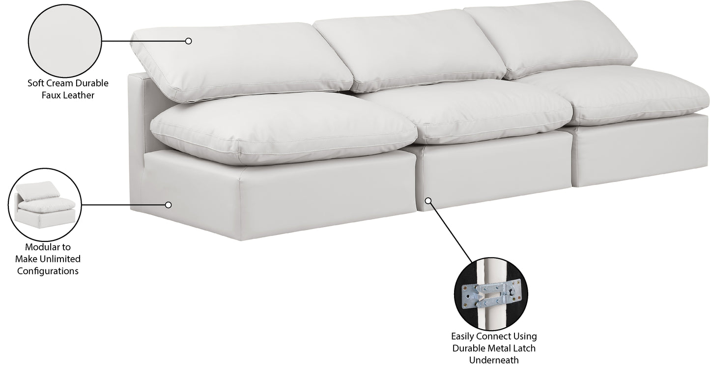 luxus cream faux leather modular sofa s3