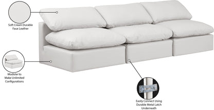 Luxus Cream Faux Leather Modular Sofa S3