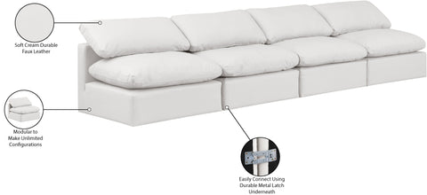 Luxus Cream Faux Leather Modular Sofa S4