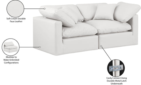 Luxus Cream Faux Leather Modular Sofa S70