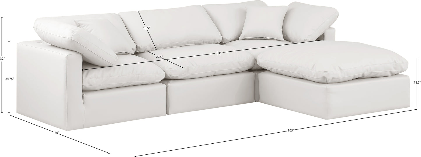 luxus cream faux leather modular sectional sec4a