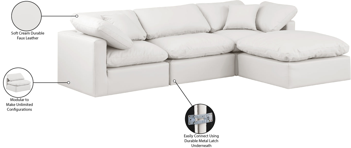 luxus cream faux leather modular sectional sec4a