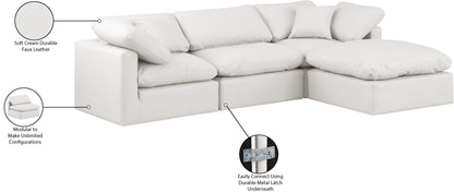 Luxus Cream Faux Leather Modular Sectional Sec4A