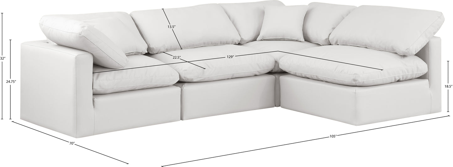 luxus cream faux leather modular sectional sec4b