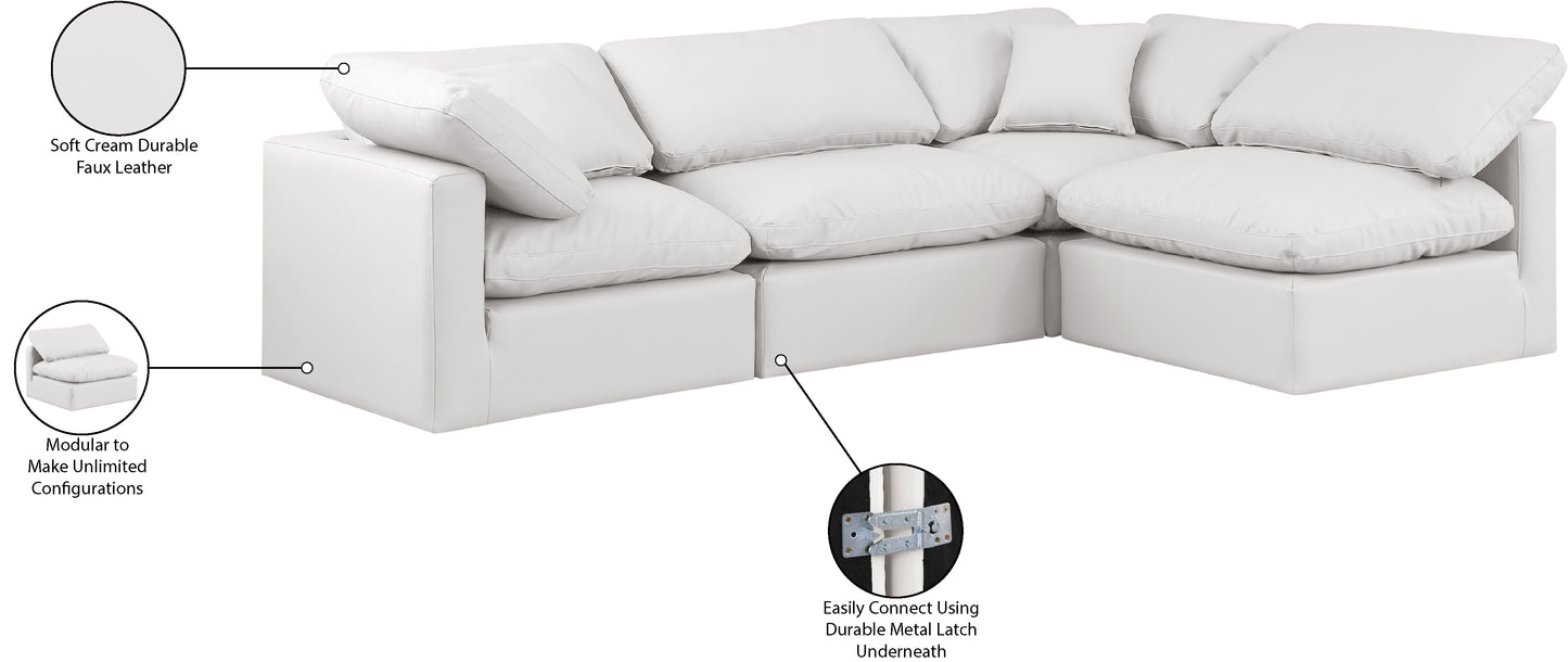 luxus cream faux leather modular sectional sec4b