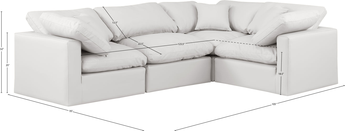 luxus cream faux leather modular sectional sec4c