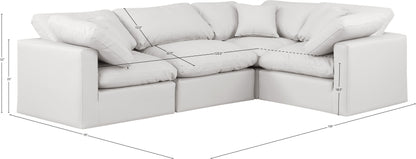 Luxus Cream Faux Leather Modular Sectional Sec4C