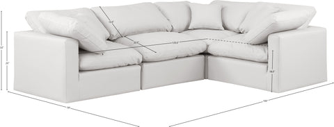 Luxus Cream Faux Leather Modular Sectional Sec4C