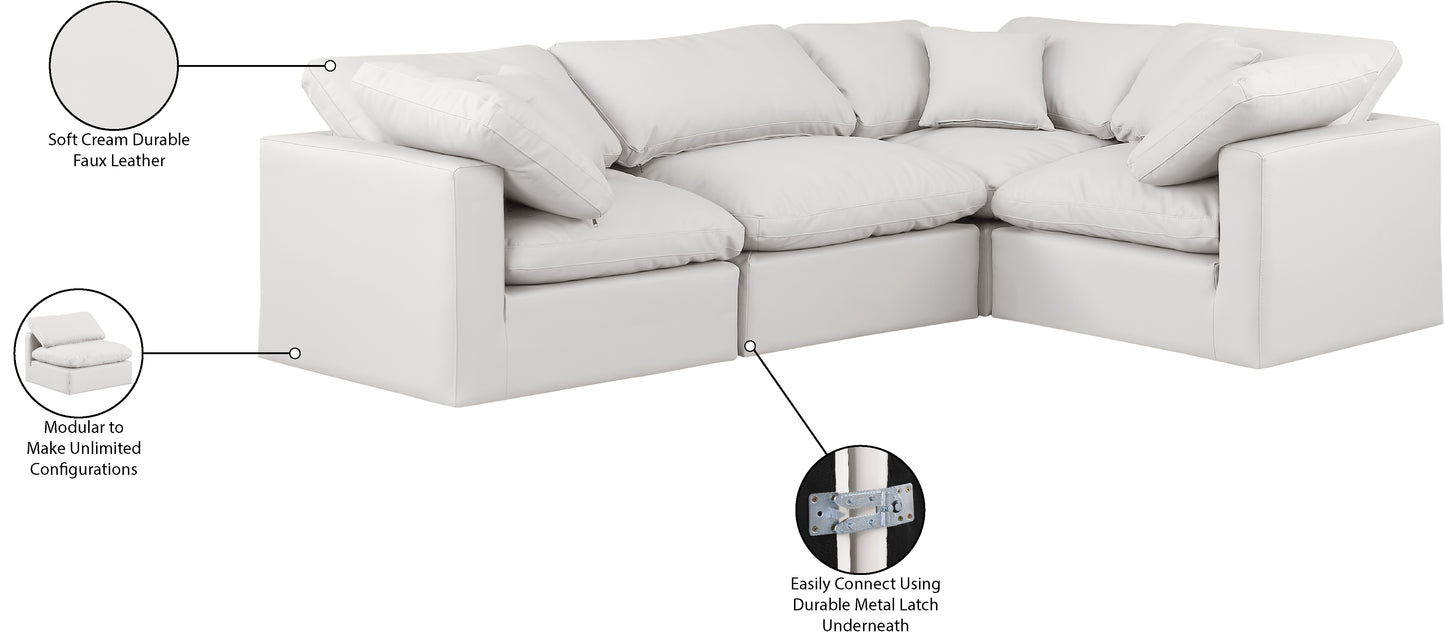 luxus cream faux leather modular sectional sec4c