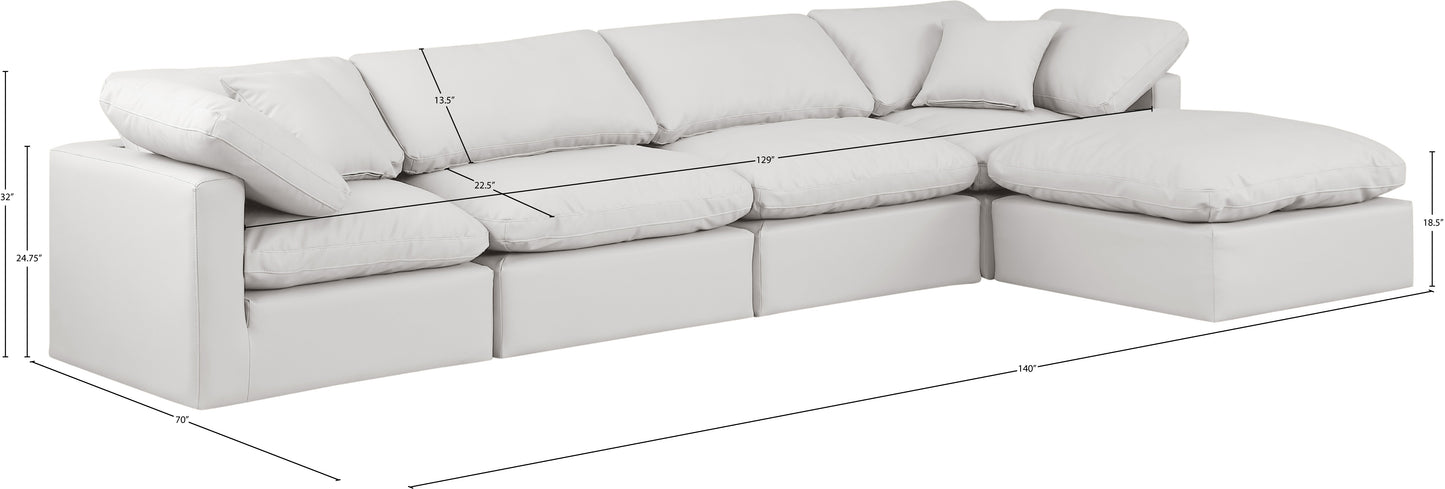 luxus cream faux leather modular sectional sec5a