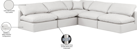 Luxus Cream Faux Leather Modular Sectional Sec5B