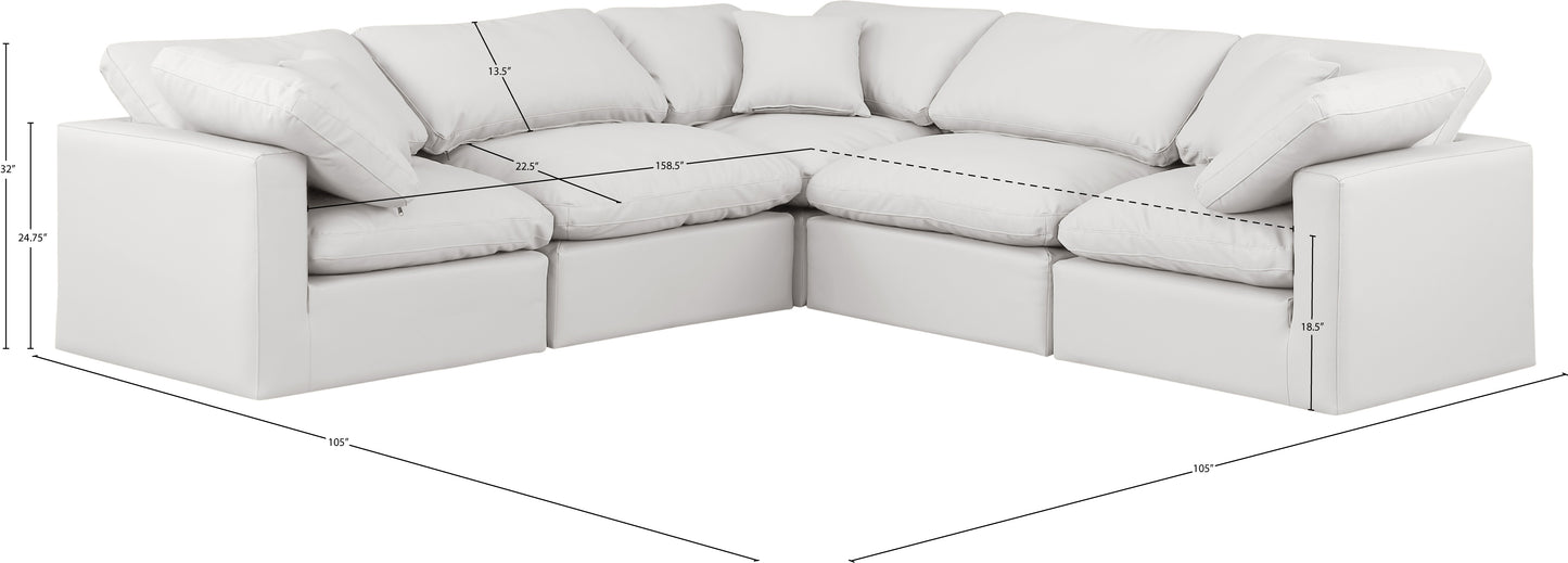 luxus cream faux leather modular sectional sec5c