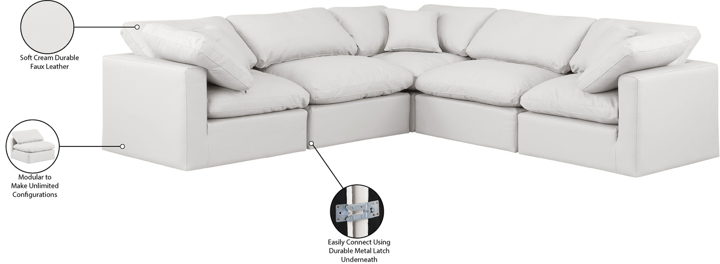 luxus cream faux leather modular sectional sec5c