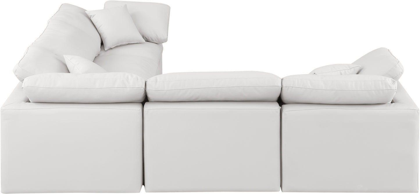 luxus cream faux leather modular sectional sec5c