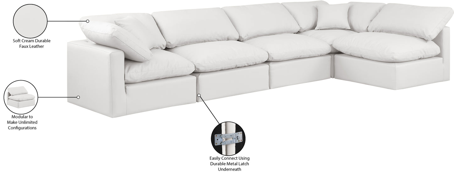 luxus cream faux leather modular sectional sec5d