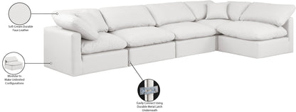 Luxus Cream Faux Leather Modular Sectional Sec5D