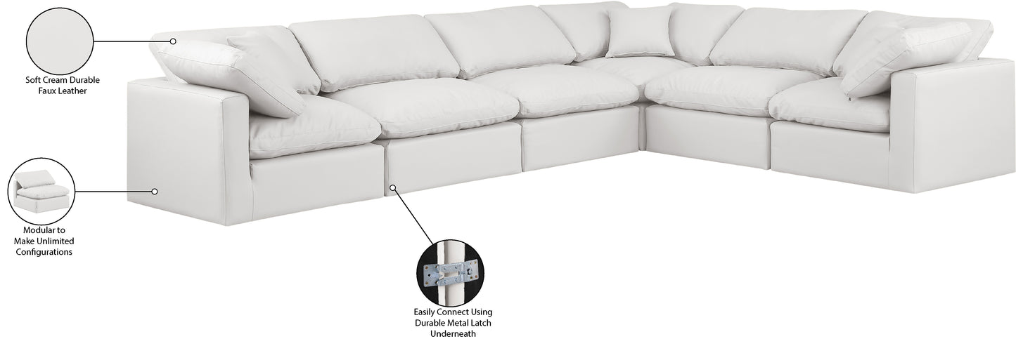 luxus cream faux leather modular sectional sec6a