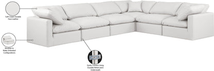 Luxus Cream Faux Leather Modular Sectional Sec6A