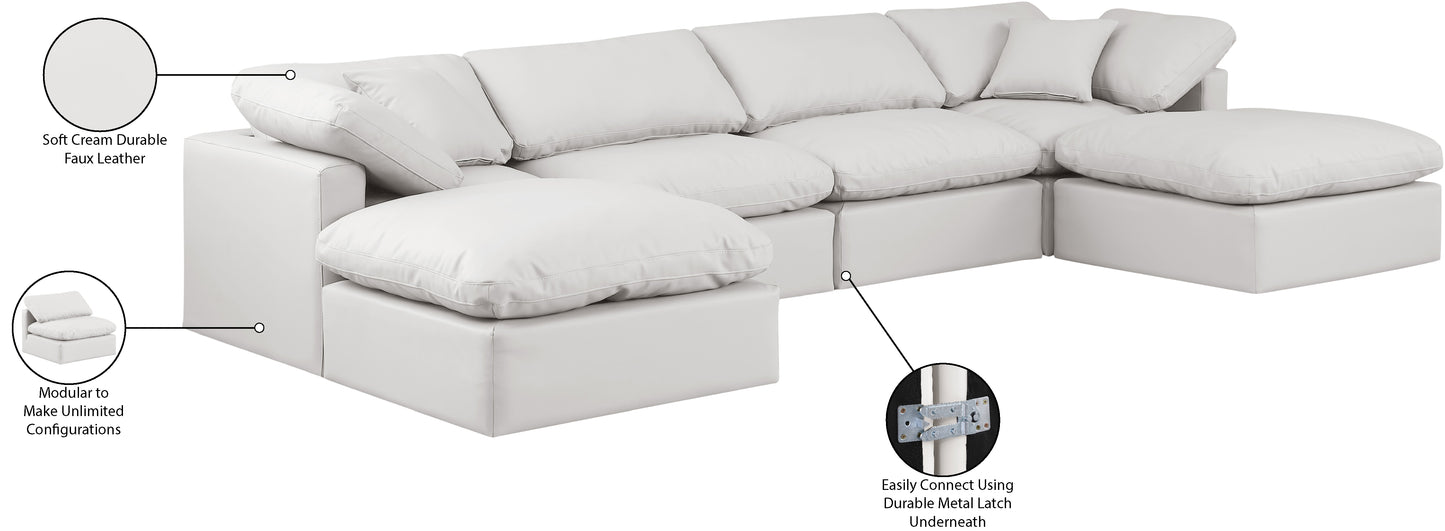 luxus cream faux leather modular sectional sec6b