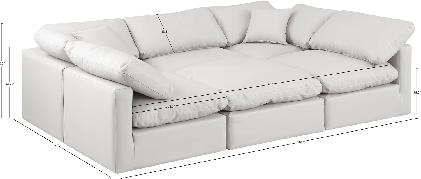 luxus cream faux leather modular sectional sec6c