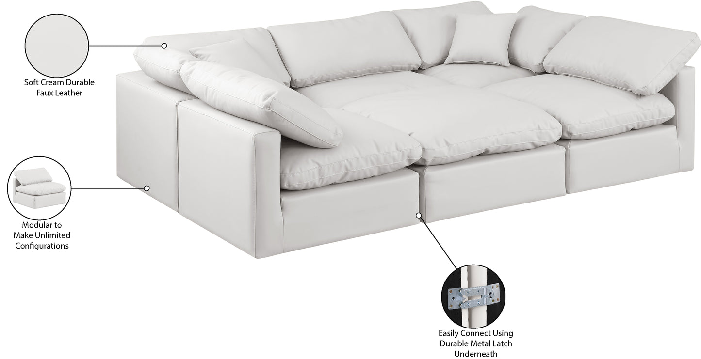 luxus cream faux leather modular sectional sec6c