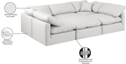 Luxus Cream Faux Leather Modular Sectional Sec6C