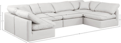 Luxus Cream Faux Leather Modular Sectional Sec6D