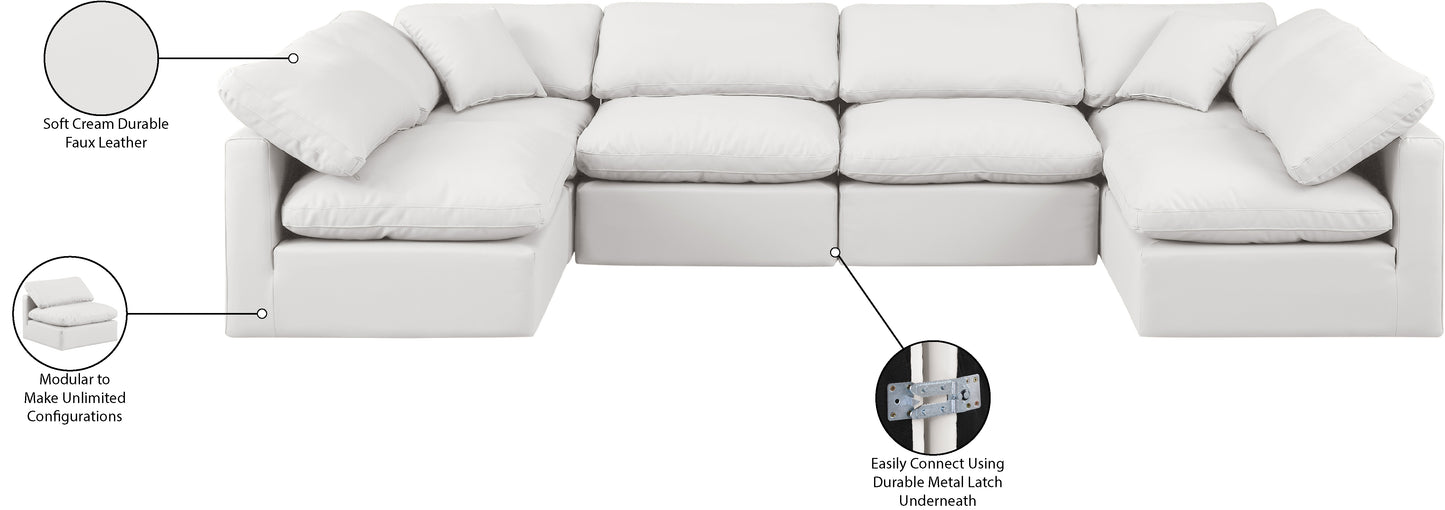 luxus cream faux leather modular sectional sec6d